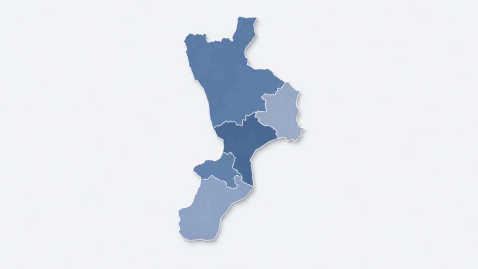 Cartina della Calabria con confini provinciali – interpelli scuola aggiornati