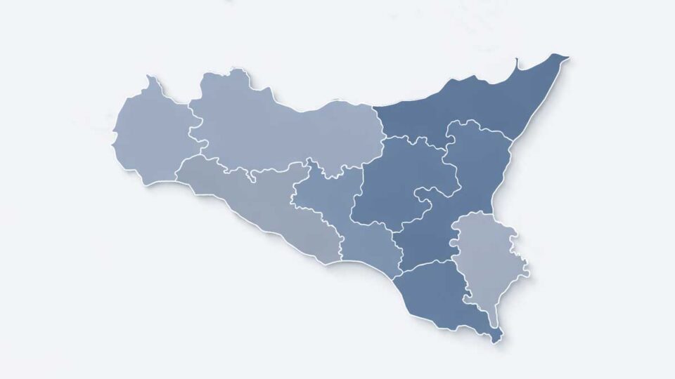 Cartina della Sicilia con confini provinciali – interpelli scuola aggiornati