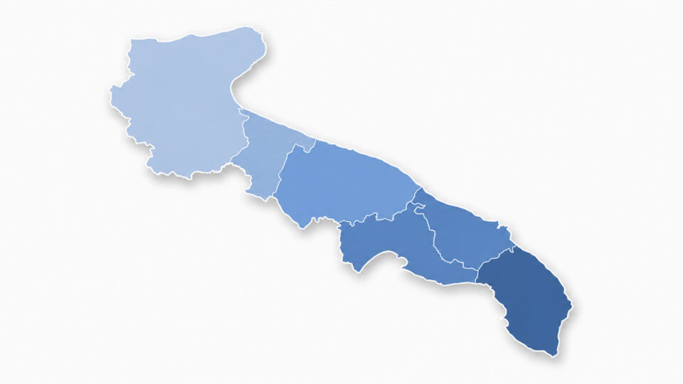Cartina della Puglia con confini provinciali – interpelli scuola aggiornati